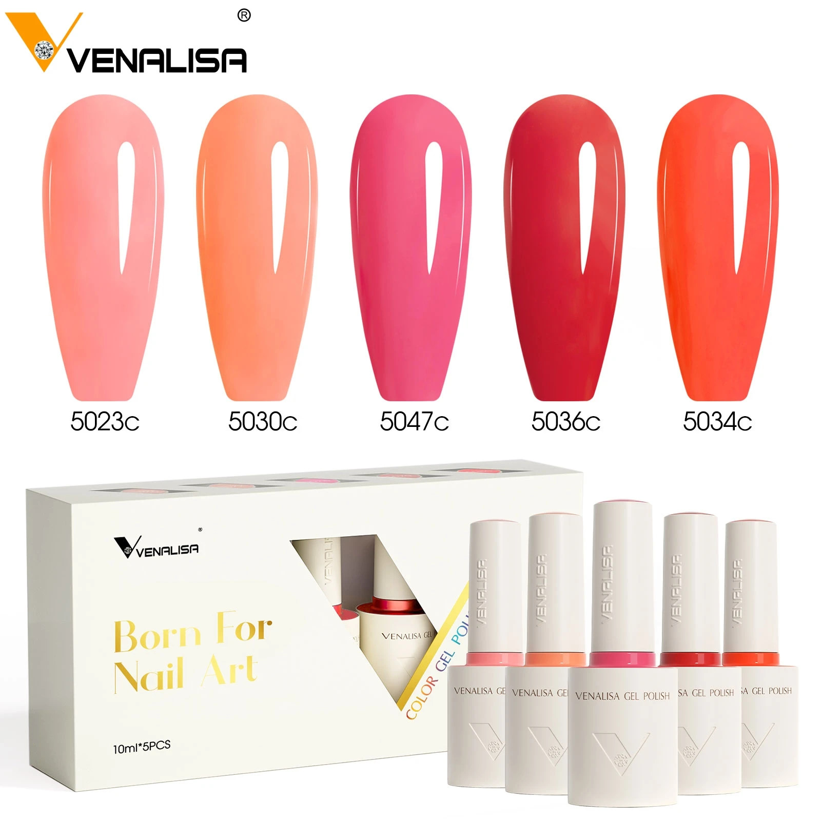 

Venalisa 10ml 5pcs Color Nail Gel Polish Kit Hema/TPO Free Summer Nails Jelly Color Semi Transparent UV LED SoakOff Varnish DIY