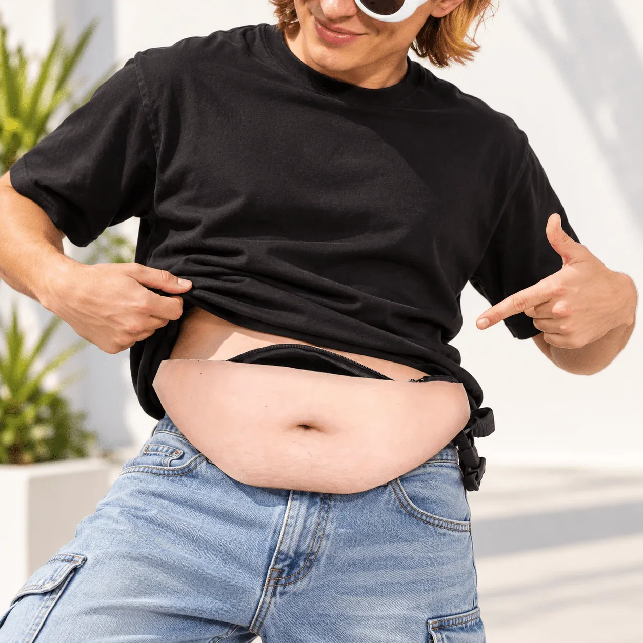 Herren-Bierbauch-Gürteltasche, innovative, realistische Fake-Dad-Bauch-Gürteltasche, verstellbare, multifunktionale Sport-Hängetasche – Detail 1