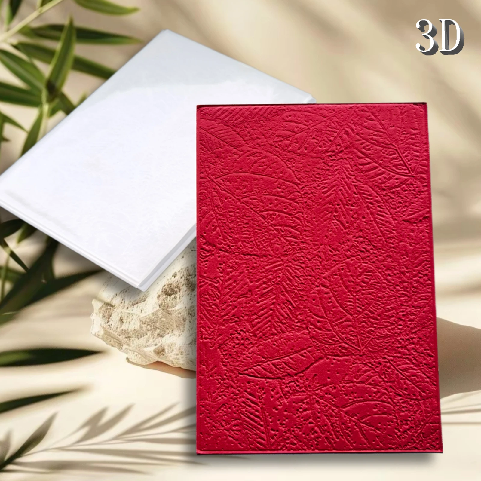 مجلد منقوش ثلاثي الأبعاد لخلفية الملمس القديم على شكل أوراق شجر - اختيار مثالي لصنع بطاقات DIY وسجل القصاصات، بلاستيك متين #5