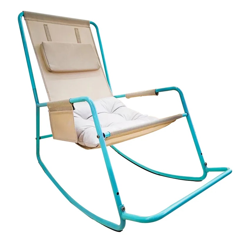 

Soft portable armchair beach rocking chair with headrest and backrest for camping on the beach
