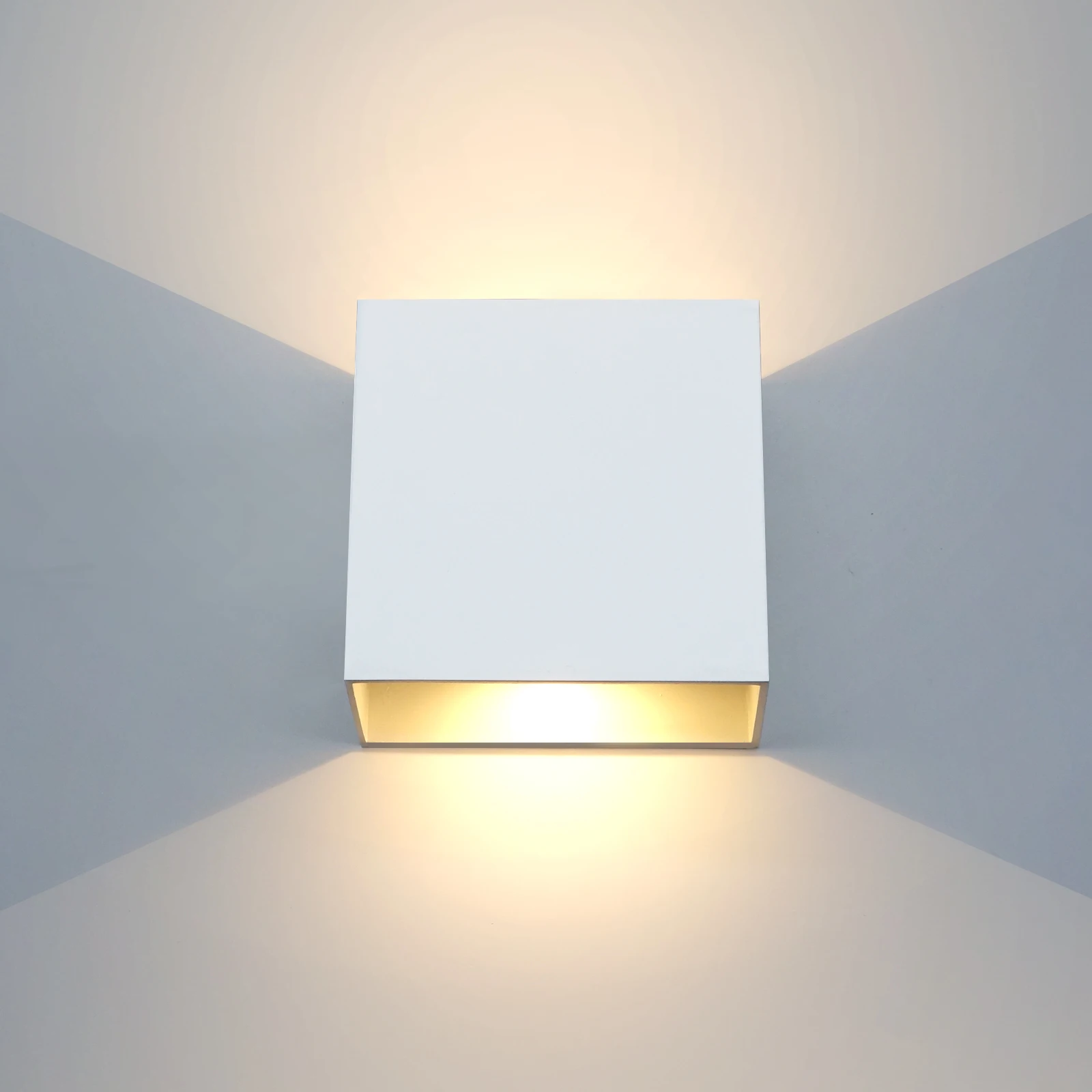 Applique murale LED d'extérieur, lampe murale moderne d'intérieur blanche, lumière chaude 12W 3000K,