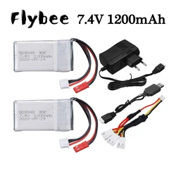 Bateria Lipo 2S 7,4 V 1200 mAh803048 Do części zamiennych do dronów RC MJXRC X600 Akumulator 2S 7,4 V z wtyczką JST i zestawem ładowarek 7,4 V