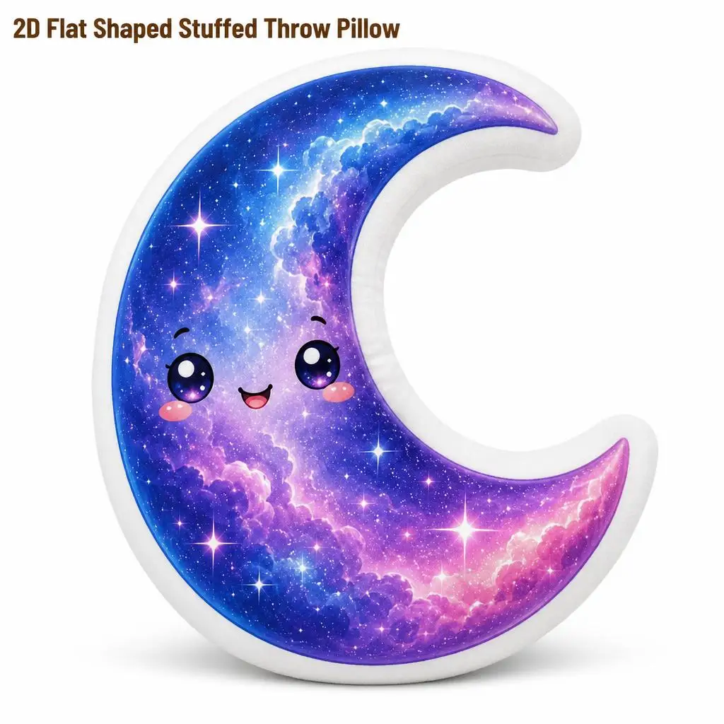 Galaxy Crescent Moon Starry Cosmic Kawaii Plush Pillow Cushion Irregular Stuffed Throw Pillow Home Decor Gift Sofa Bed