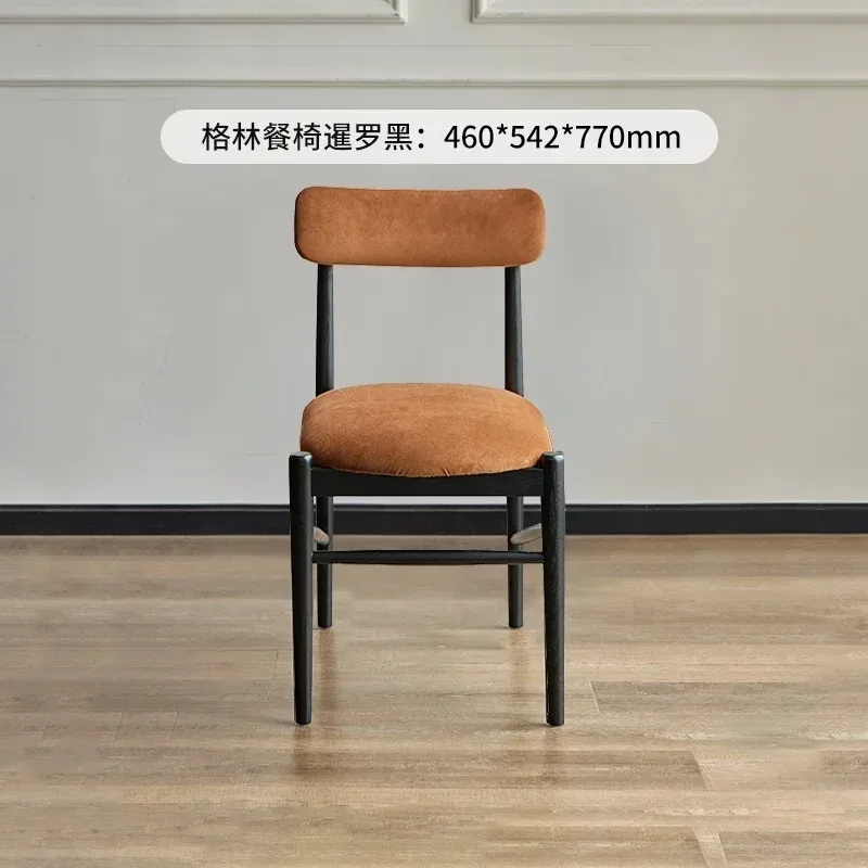 

YZ-1 Green Dining Chair Solid Wood French Vintage Comfortable Soft Bag Household Red Oak Chair