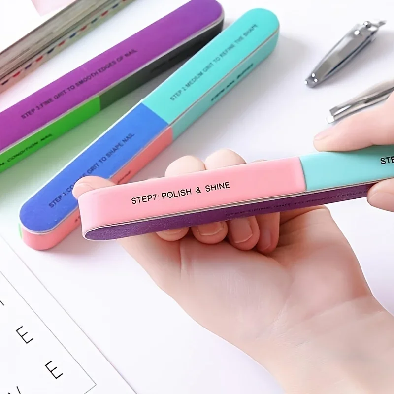6-in-1 Nail Buffer Shaper with Easy-Grip Design - Durable, Unscented Manicure and Pedicure File with Stylish Print