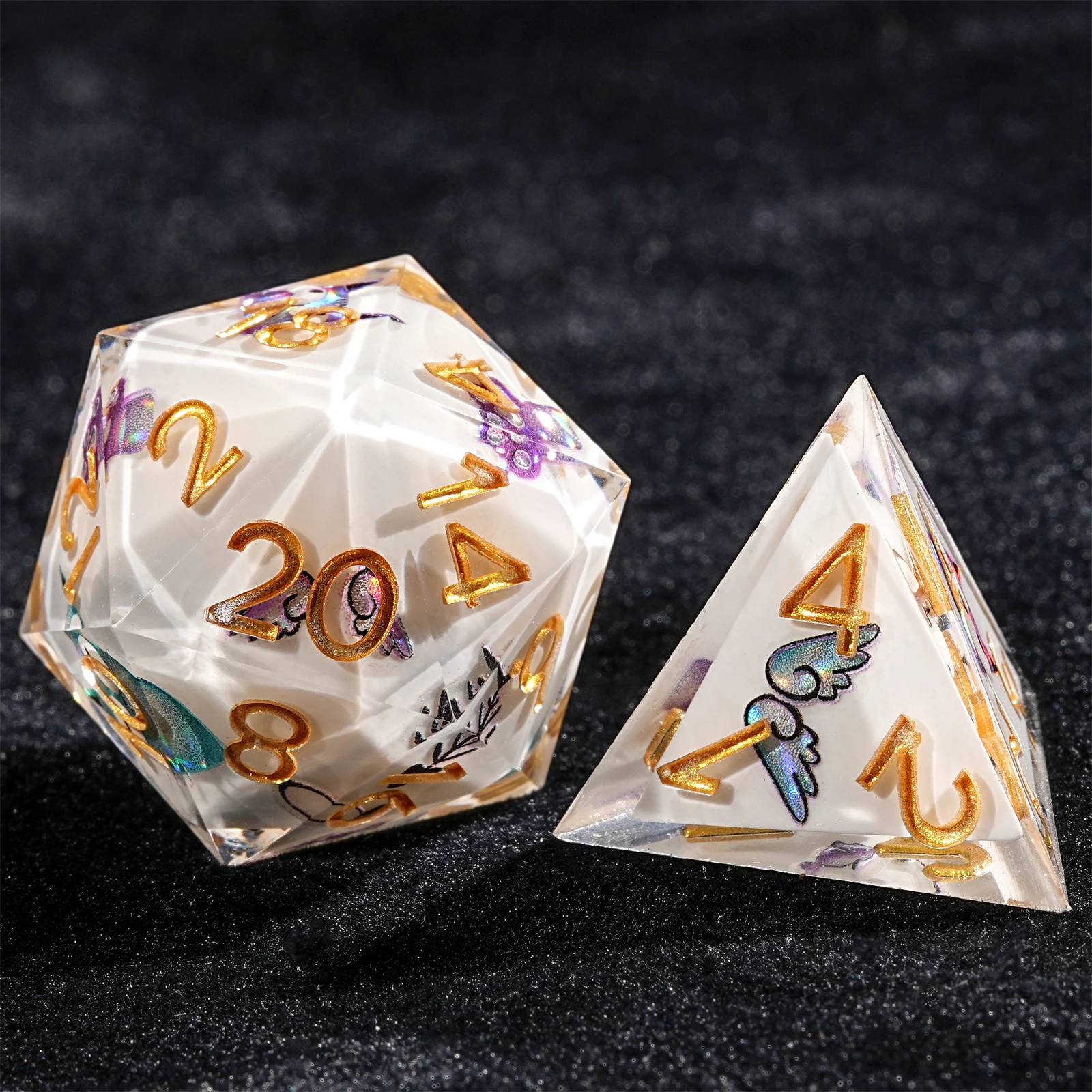 1-7pcs DND Milk White Solid Resin Blue Purple Kitten Cat Dice Set Multi-sided Polyhedral Dice for D&D COC Role RPG Table Game