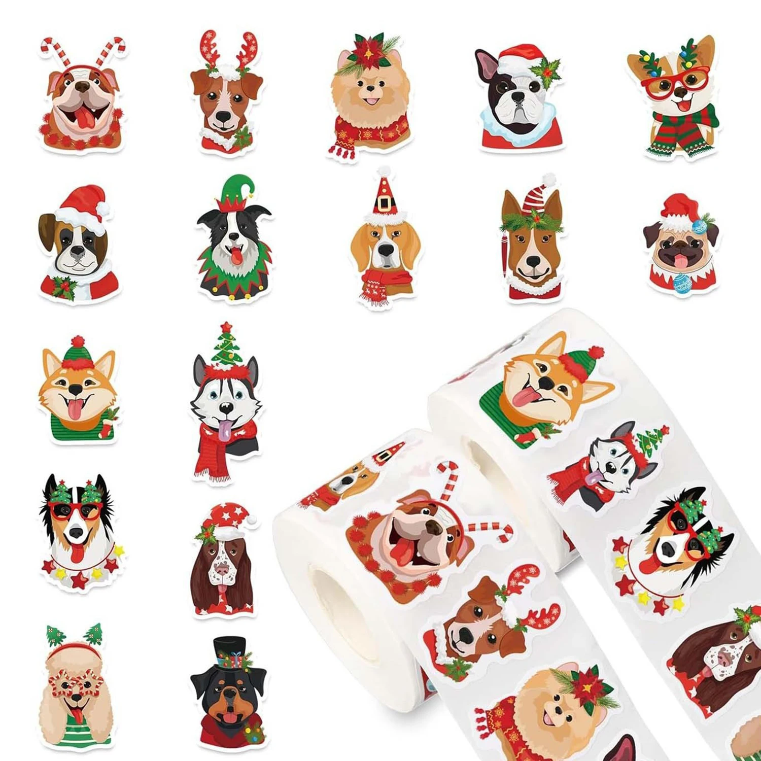 100-500pcs Cartoon Dog Christmas Stickers Party Christmas Gift Wrapping Label Children Scrapbook Stationery Stickers - Image 6