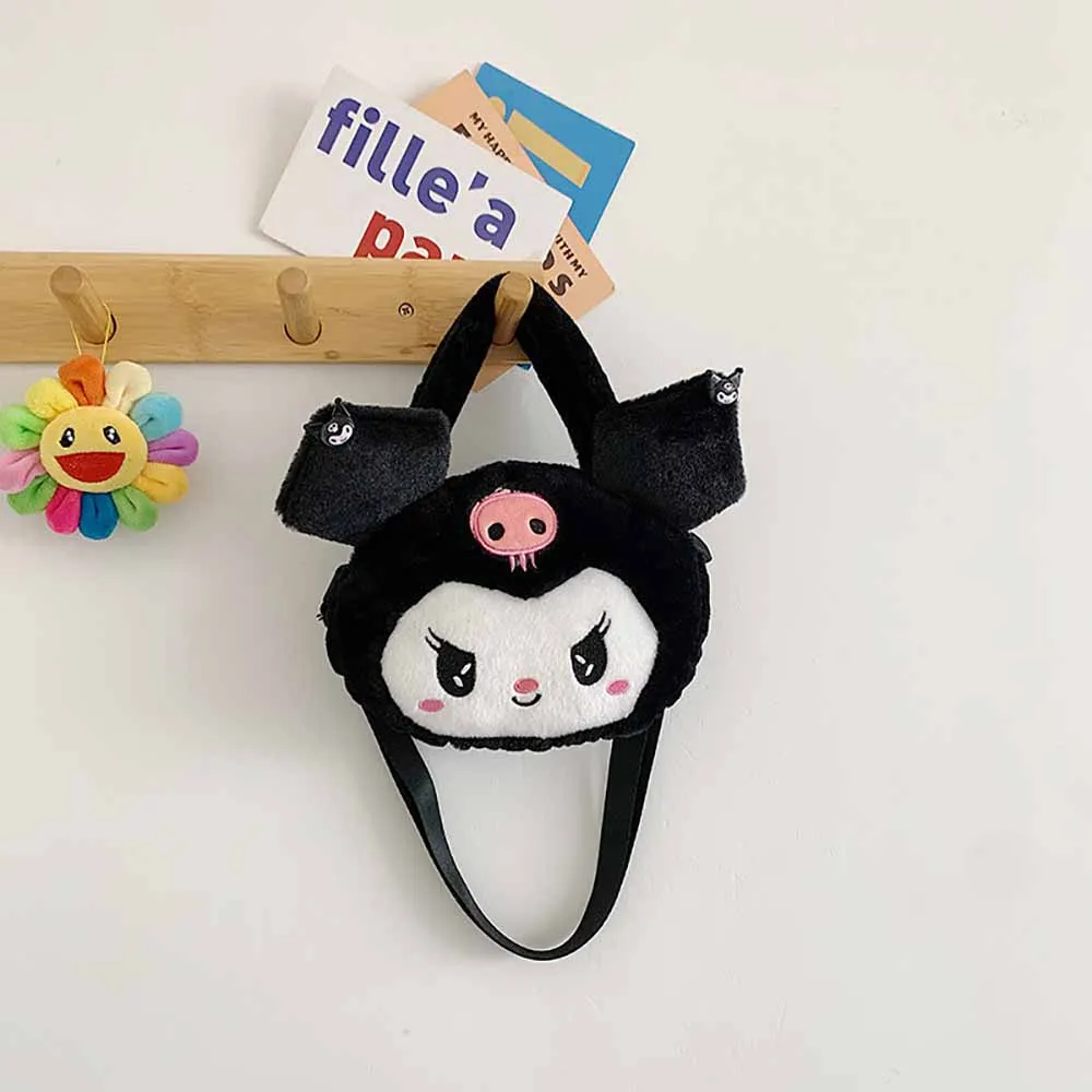 Kawaii Sanrio pluszowa torba kurierska Kuromi Melody pluszowe torby na ramię miękkie wypchane lalki klucze monety kiesy dzieci prezent bożonarodzeniowy dla dziewczyny