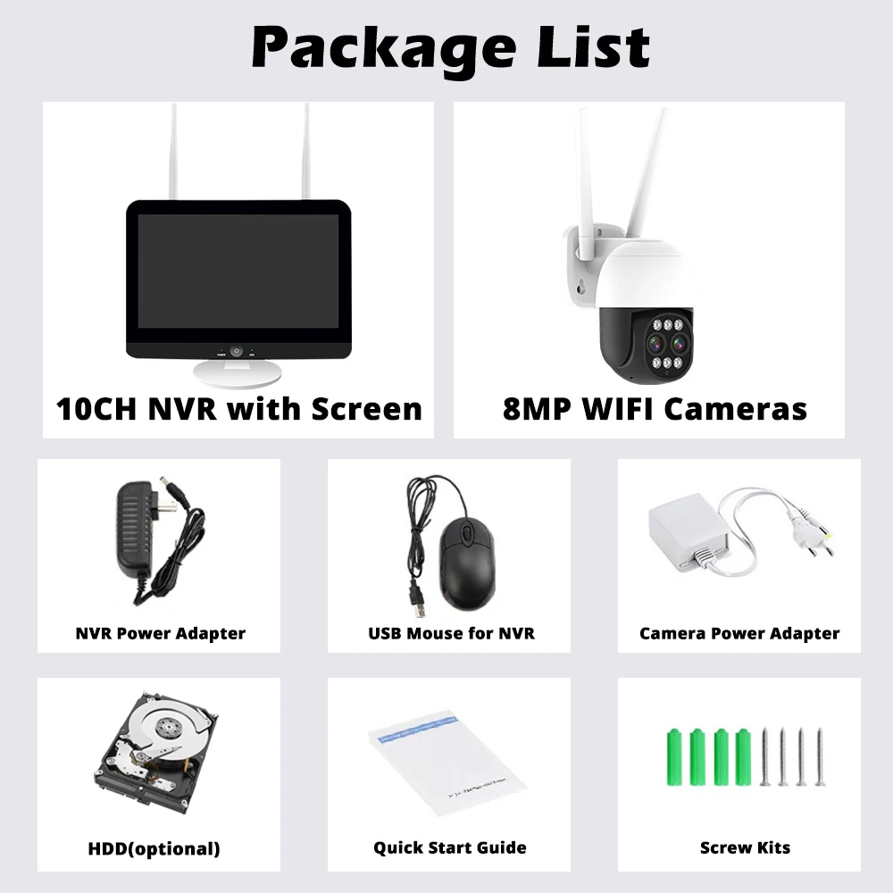 12,5 Zoll 10CH NVR Smart Wireless Wifi Kamera Kit 8MP 10X Zoom PTZ Auto Track Outdoor Sicherheit Kamera Video überwachung System – Detail 2