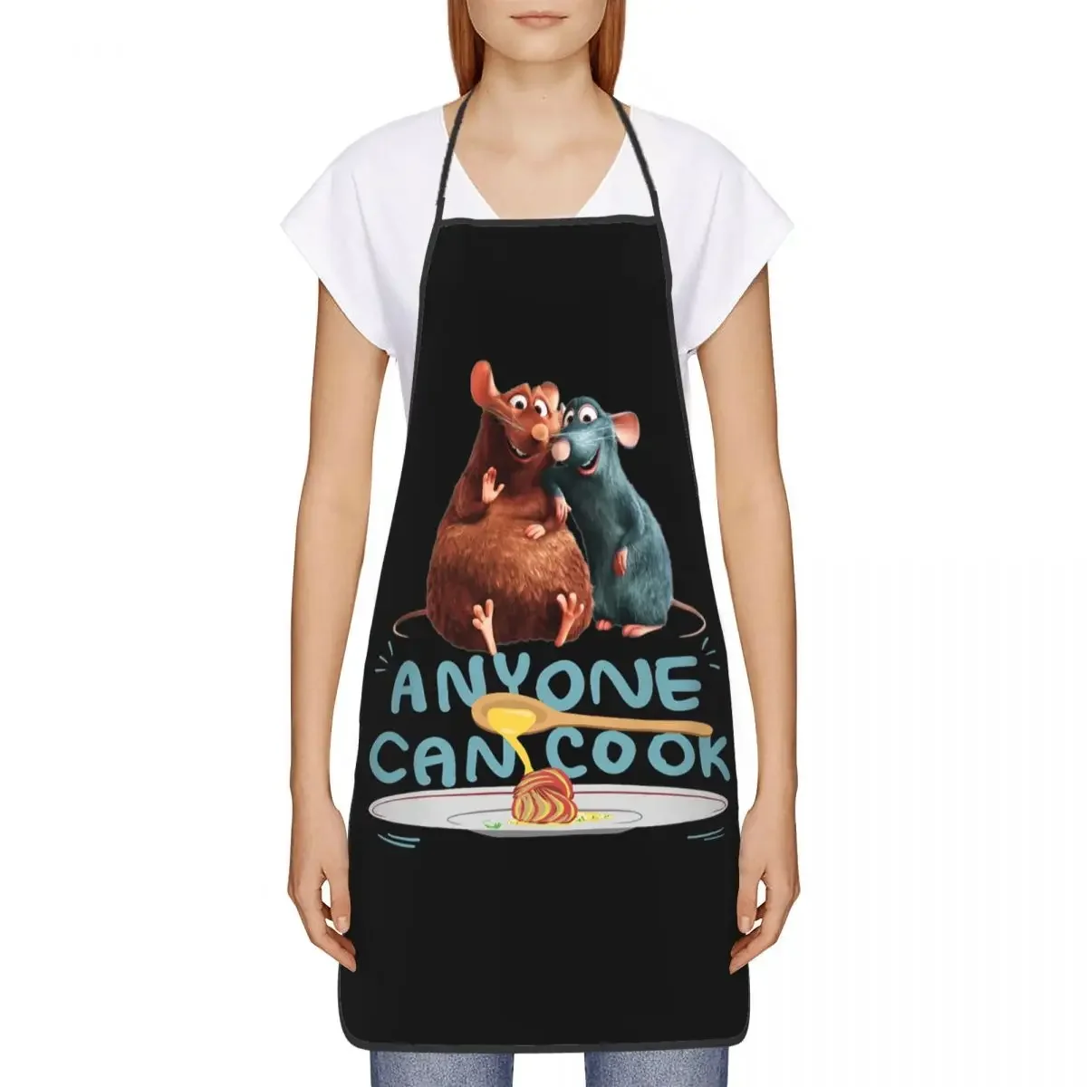 Anyone Can Cook Ratatouille Remy Quote Apron for Men Women Animated Adult Kitchen Chef Bib Tablier Cuisine Cooking Baking