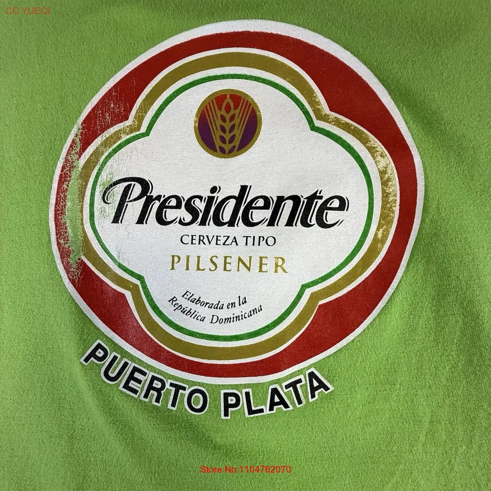 Presidente Beer Republica Dominicana T Shirt  Green 2XL vintage Washed Comfortable Soft Casual fashion Unisex Stretched Stylish