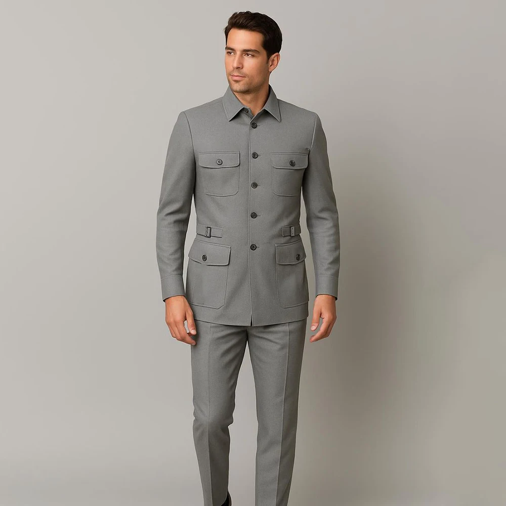 

High Quality Men's Suits Blazer Fashion Single Breasted Stand Lapel Slim Fit 2 Piece Jacket Pants Sets Customzied Skinny Outfits