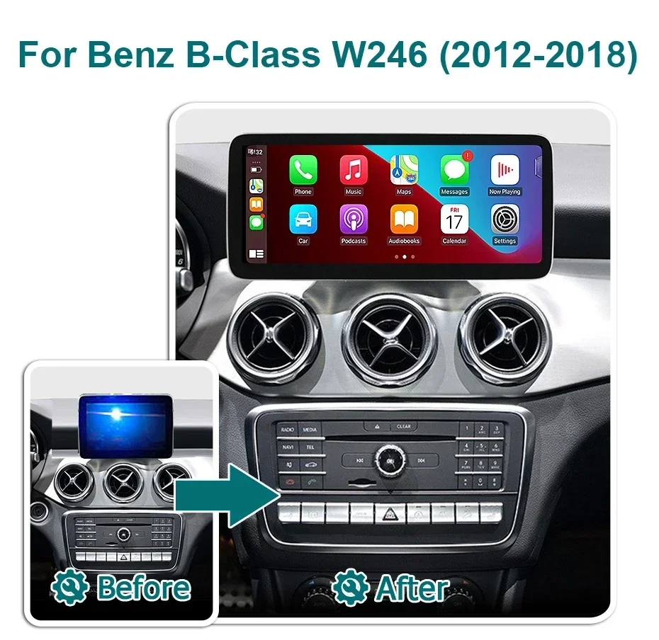 12,5" Wireless Carplay Android 14 Autoradio-Bildschirm für Mercedes B-Klasse W246 2011-2018 Stereo-Auto-Multimedia-Player GPS 4G LTE – Detail 1