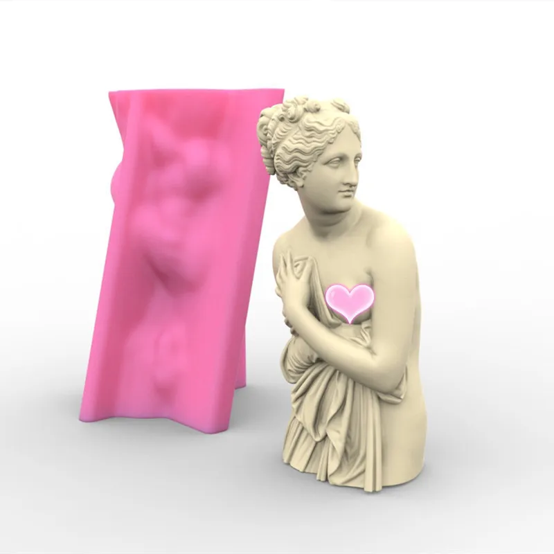Large Nordic Greek Antique Goddess Statue Candle Silicone Mold Stripping Woman Epoxy Silicone Mold Home Decor Crafts clay mold