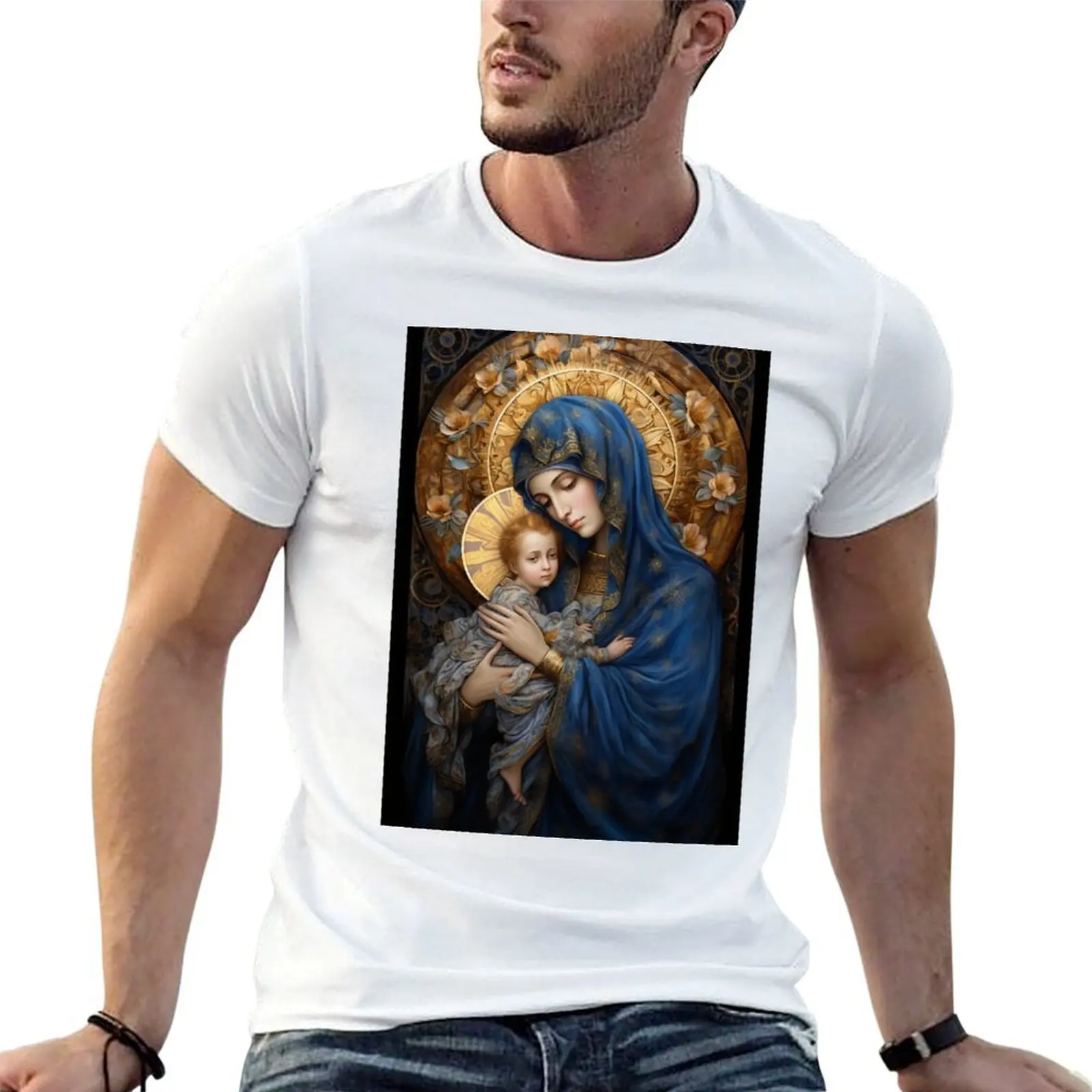

Mary and Child - Catholic Icon T-Shirt man t shirts high quality luxury brand t shirts for man cotton funny T-Shirt