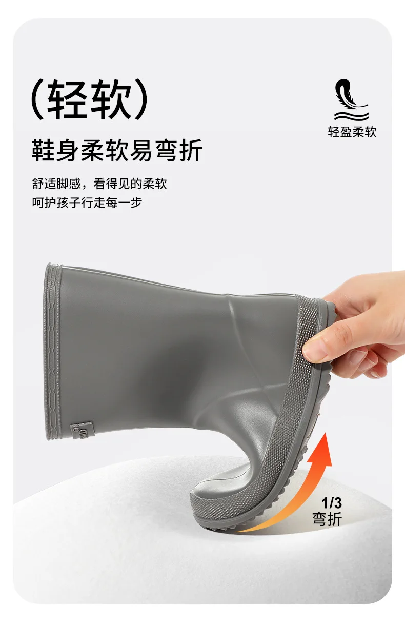 Kinder-Regenstiefel, mittelhohe Stiefel, Gummisohlen, für Jungen und Mädchen, rutschfest, wasserdicht, Freizeit-Gartenschuhe, für Babys, zum Spielen im Freien und im Wasser. – Detail 12
