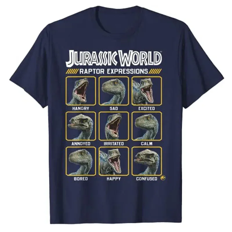 Cute Cartoon Dinosaur Lover Outfit Graphic Tee Top Streetwear Clothes Jurassic World Two Blue Raptor Expressions Graphic T-Shirt