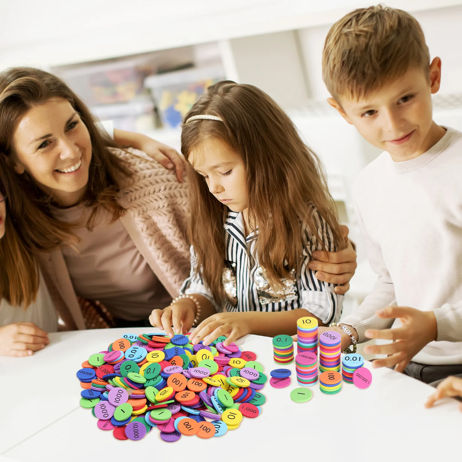 320 pezzi dischi rotondi digitali materiale EVA giocattoli educativi per bambini strumenti per l'apprendimento della matematica accessori per giochi cognitivi colorati posto