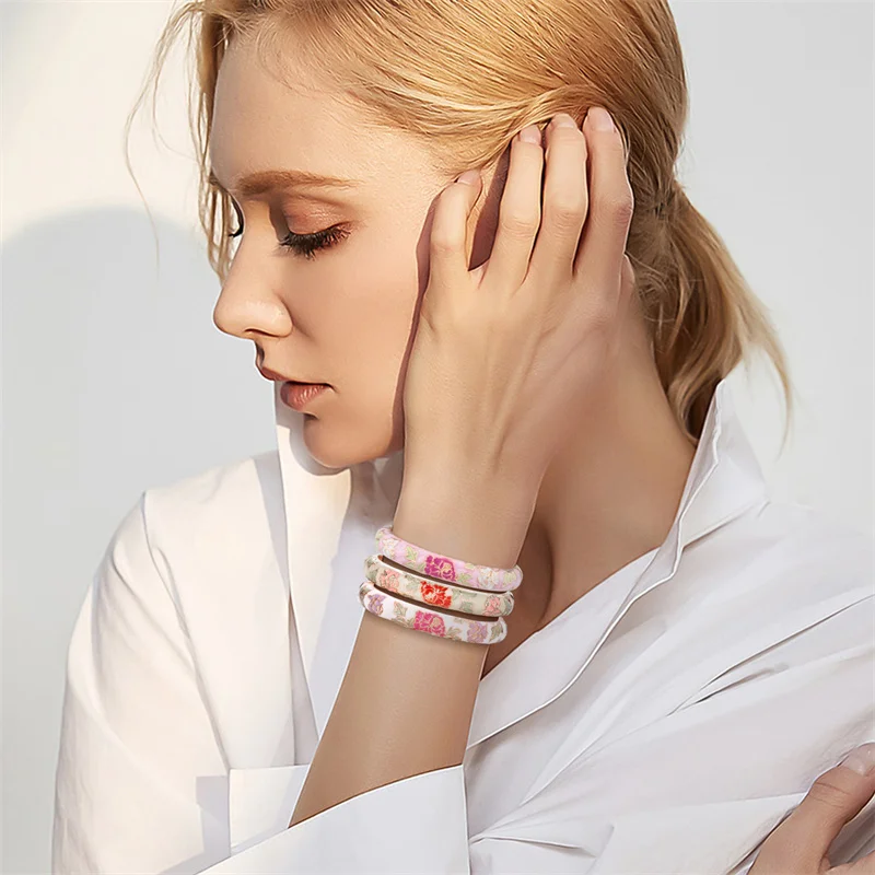 أساور مطلية بالمينا للنساء أساور نسائية على شكل زهرة سوار فايكنغ صيني هندي على اليد مجوهرات أفريقية دبي هدية نسائية فتاة