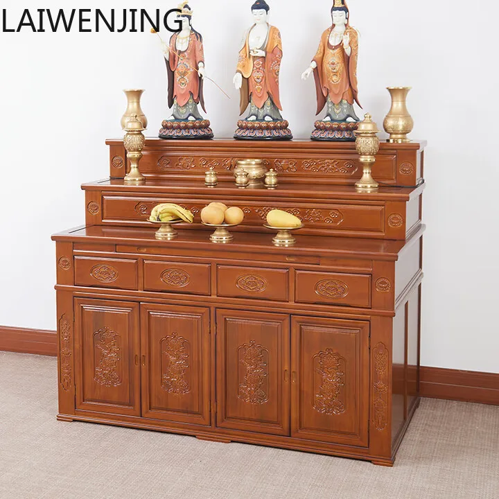 SGF Tibetan three-layer table Solid wood Buddhist hall incense case Household new Chinese style