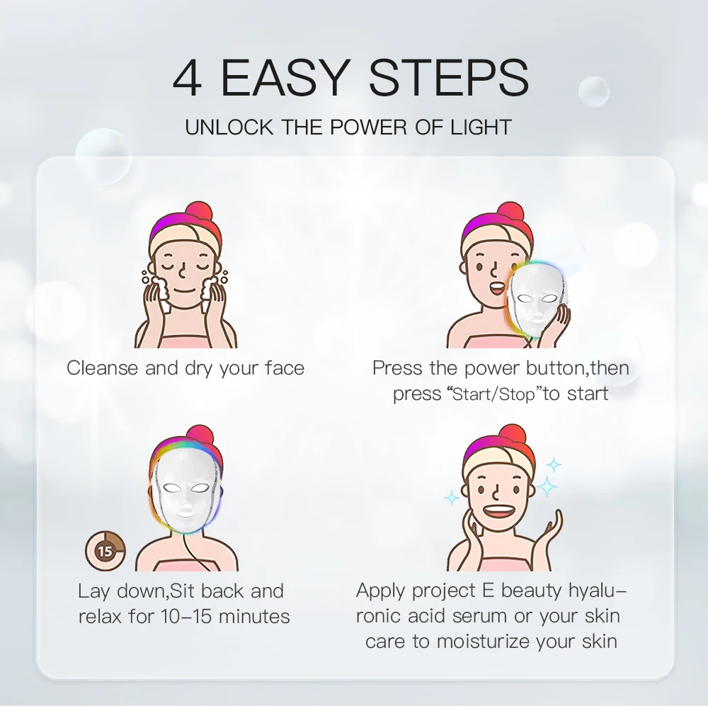 LED beauty Mask Photon 7color Anti-Acne Apparatus Micro Current Colorful Lifting Face Wearing With Neck Skin Care Beauty Device