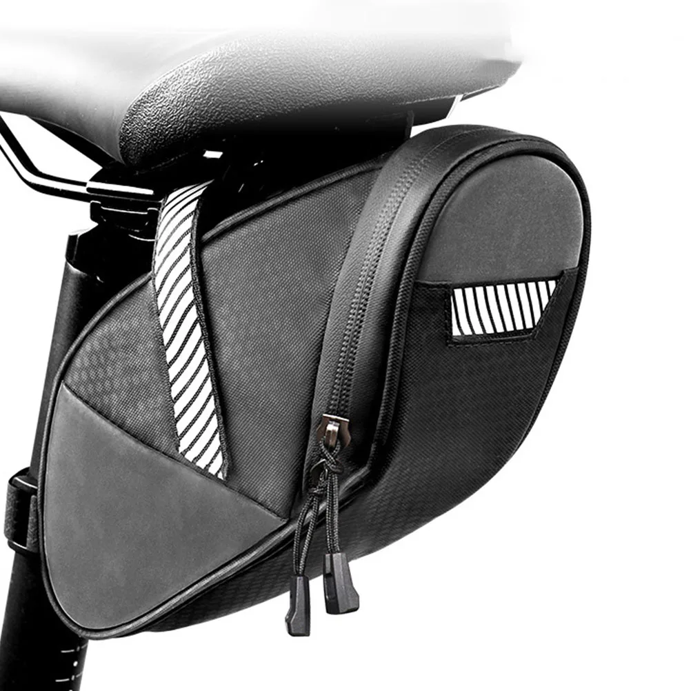 1Pcs Bike Back Seat Bag Waterproof Large Capacity Reflective Design Riding Pouch Double Zipper Backseat Bag Backseat Pouch