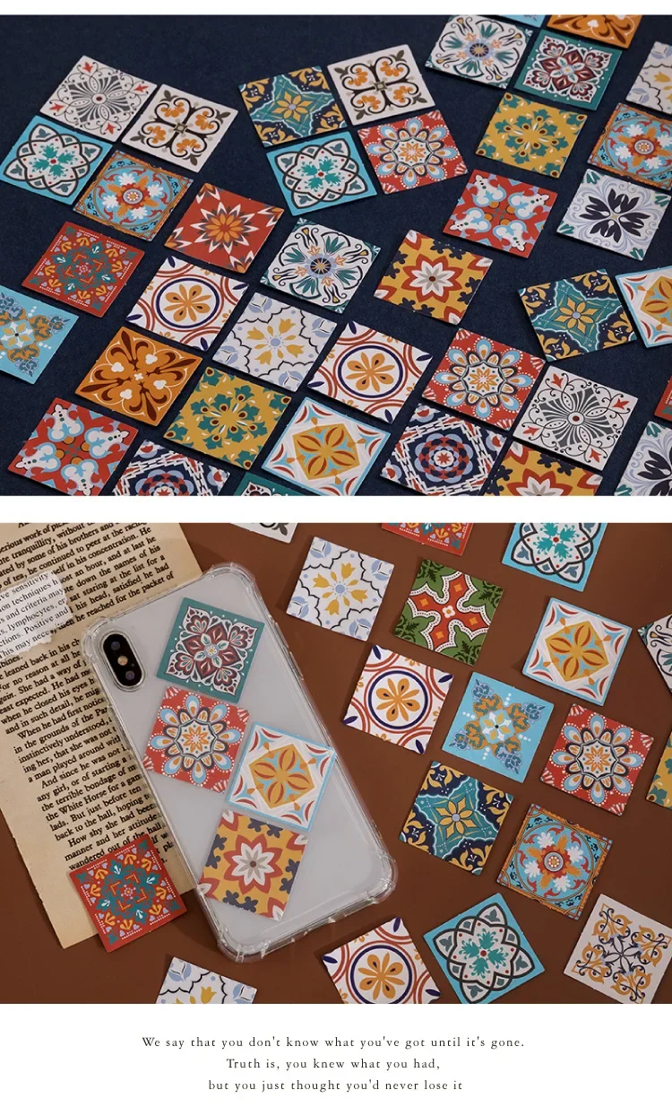46 pcs/box Retro tiles Decorative Stickers Scrapbooking diy Stick Label Diary Stationery Album Journal Sticker