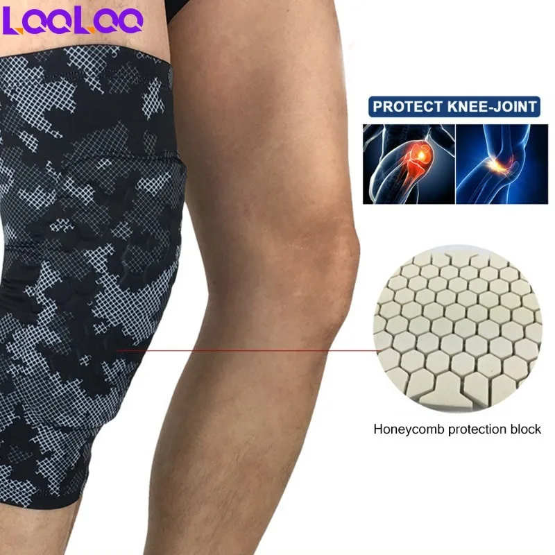 1Pcs Knee Pads with Anti-Slip Honeycomb  Leg Sleeve for Men Women  Volleyball Baseball Football Gym Powerlifting Wrestling