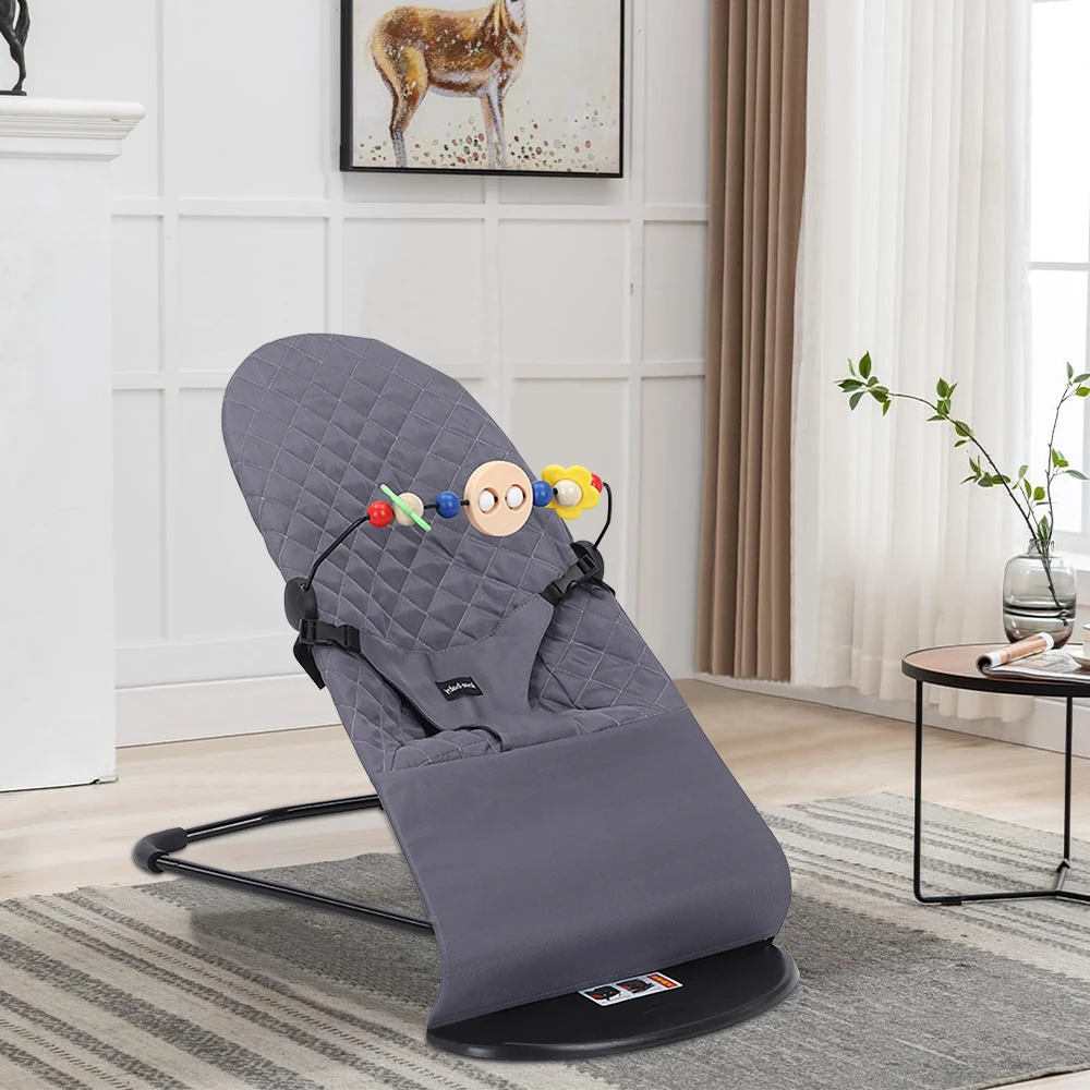 AnGku-Chaise à bascule pliable pour bébé, balançoire pour bébé de 0 à 12 mois, réglage recommandé à trois vitesses, transat pour bébé avec jouets