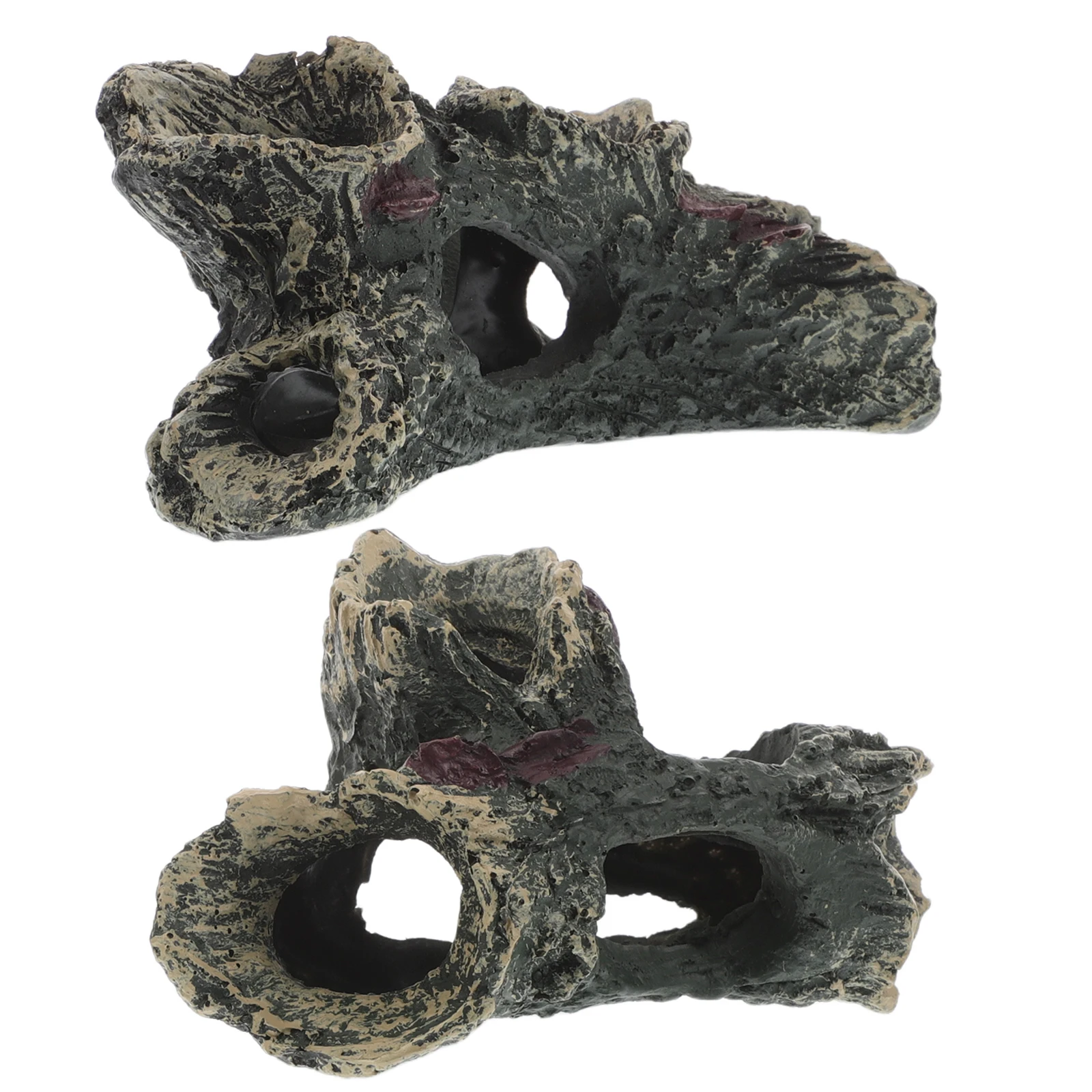 

2Pcs Resin Sunken Wood Fish Tank Betta Ornament Durable Aquarium Decorations Hiding Holes Shrimp Accessories Small Decor Pet