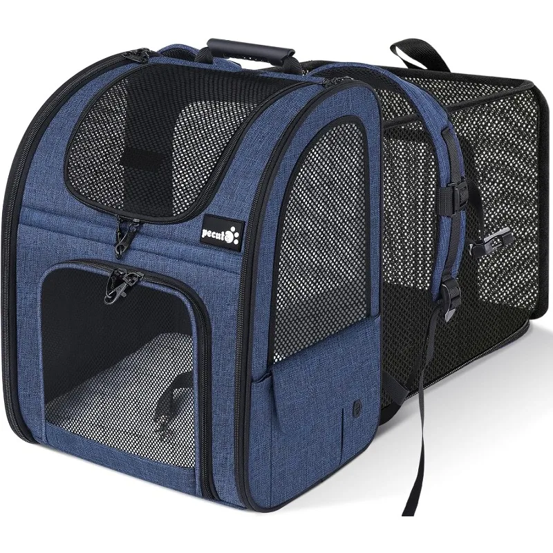 Pecute Carrier Backpack, Dog Carrier Backpack, Expandable with Breathable Mesh for Small Dogs Cats Puppies, Pet Backpack Bag