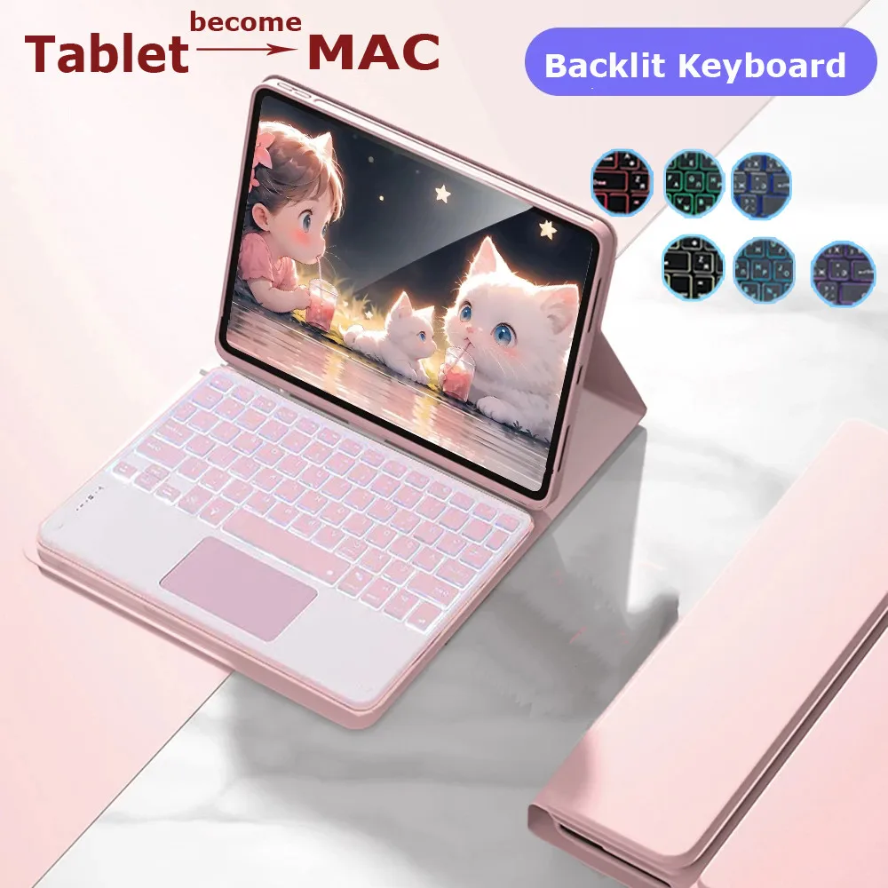 

for Huawei Matepad SE 11" 2024 AGS6-W09 Air 11.5-inch S 11.5 11 Inch 2023 2021 Case Wireless Bluetooth Backlit TouchPad Keyboard
