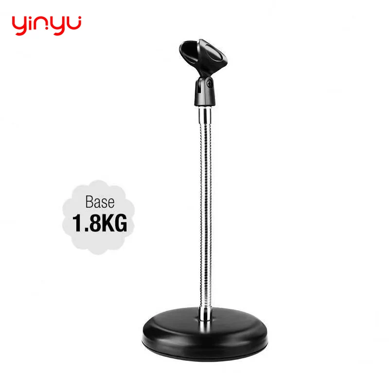 Yinyu MS028 Heavy Duty Steel Microphone Stand Base with Rubber Ring Foldable 5/8