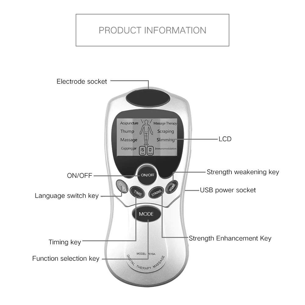 Digital Therapy Machine Relaxation Treatments Massage Pad Pulse Massager Eletric Muscle Stimulator Acupuncture Electrostimulator