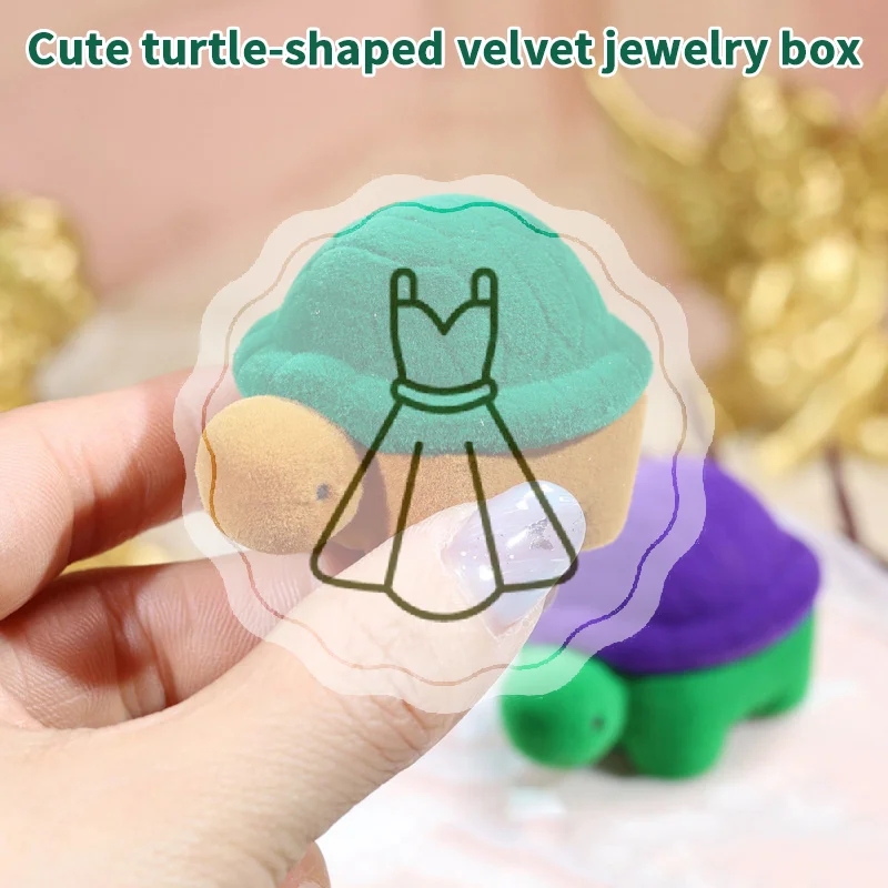 

Cartoon Cute Ring Box, Turtle-shaped Jewelry Box, Velvet Earring Box, Flocked Box, Exquisite Jewelry Gift Box