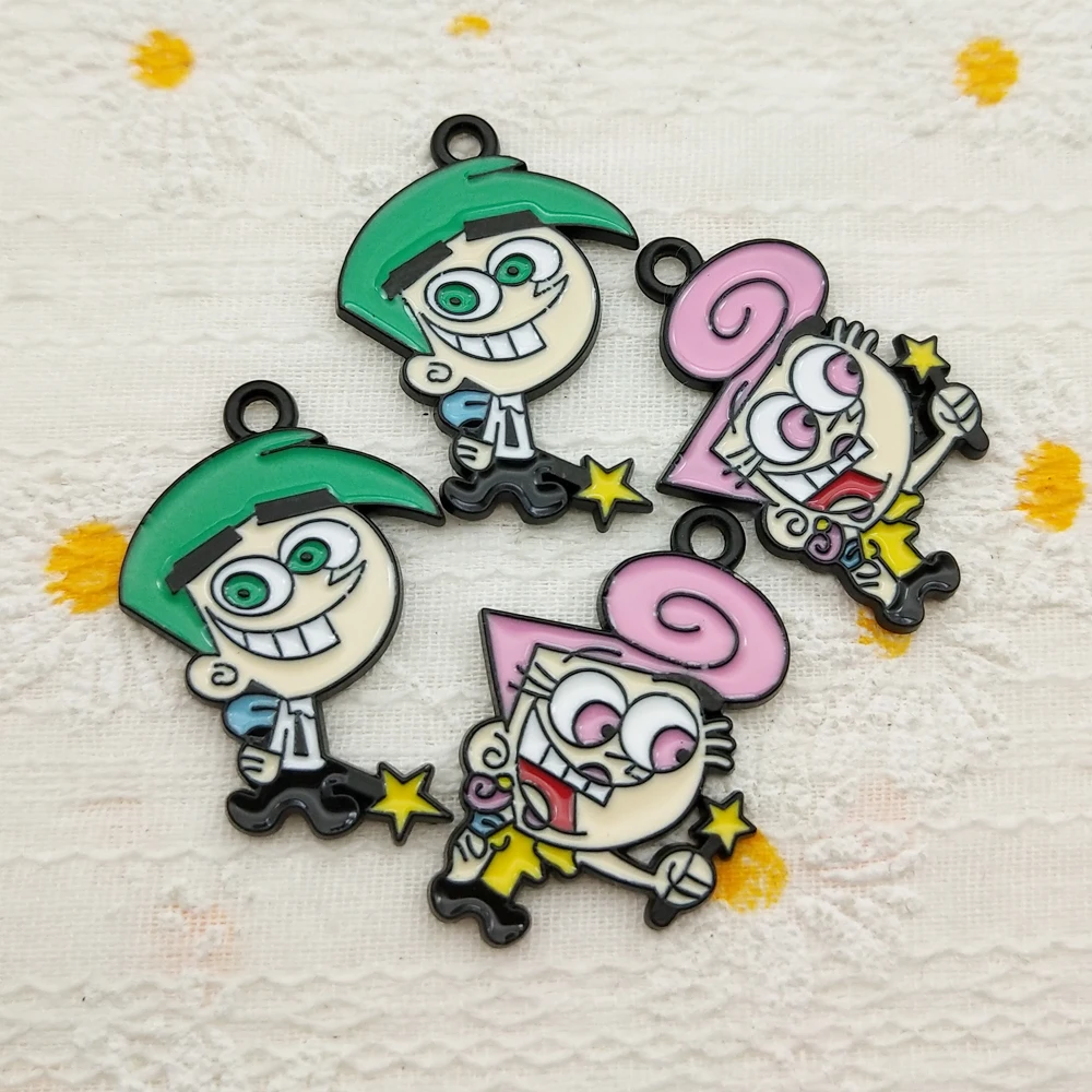 10pcs Cartoon Anime Charm for Jewelry Making Enamel Necklace Earring Bracelet Pendant Diy Accessories Alloy Metal Black Plated