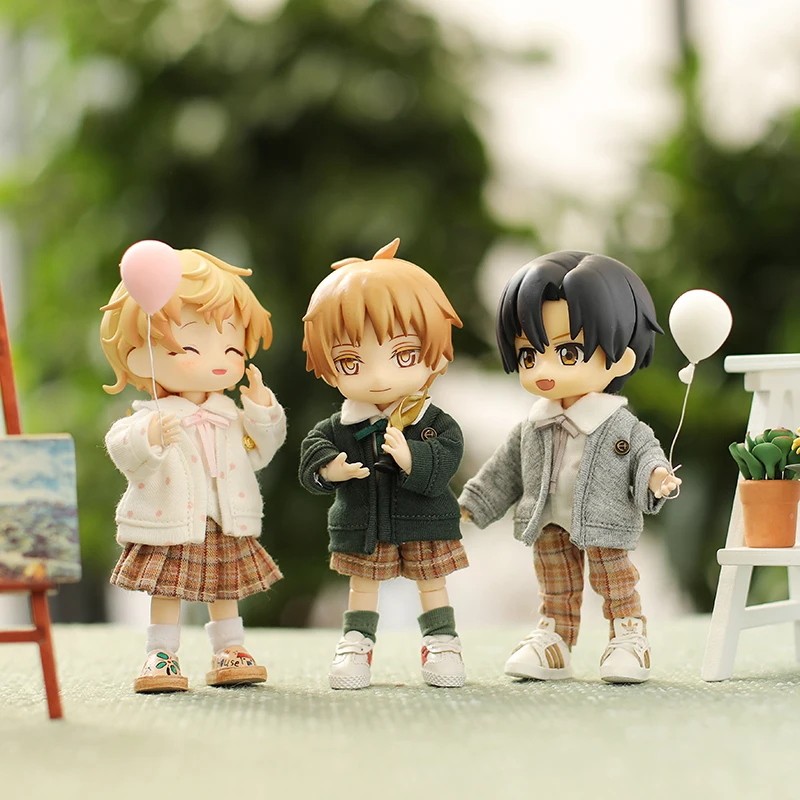 Obitsu 11 Doll School Uniform Clothes Suit (Shirt+Trousers+Socks+Tie) for OB11,molly,1/12 bjd Doll Clothes Outfit Accessories