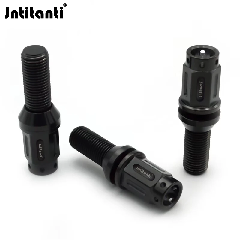 

Jntitanti с удлиненной рифленой шестигранной головкой 17 мм, плавающее конусное сиденье Gr.5 Титановый колесный болт M14x1,5 для блокировки колес европейских автомобилей