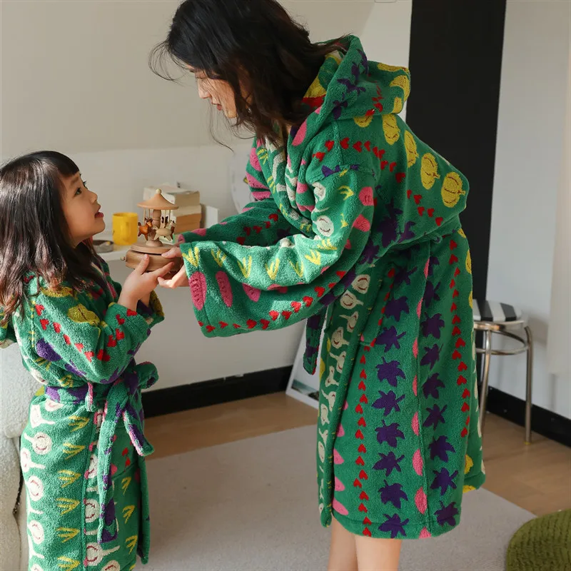 New Vegetable Table Tennis Series Bathrobe Hooded Parent-Child Children Adult Home Bathrobe