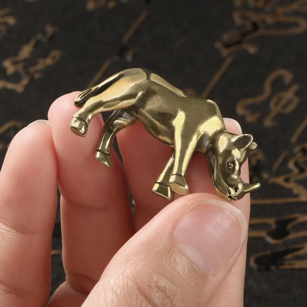 

Mini Rhinoceros Animal Decor Vintage Brass Statue Statue Indoor Desktop Ornament Home Office Decor