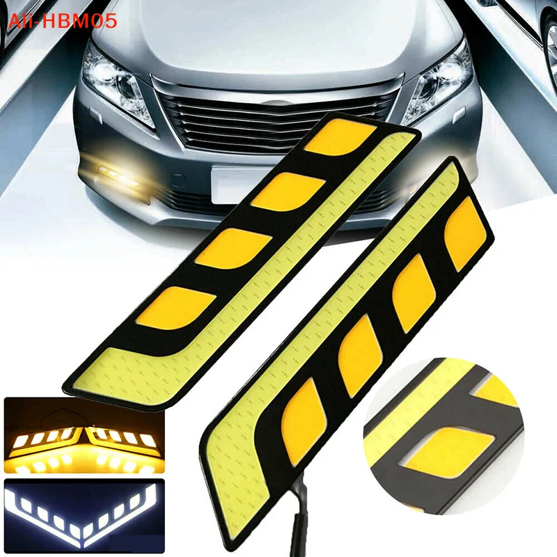 (HB05)1PC LED COB Fog Lamp Car Daytime Running DRL Waterproof With Turn Signal Light