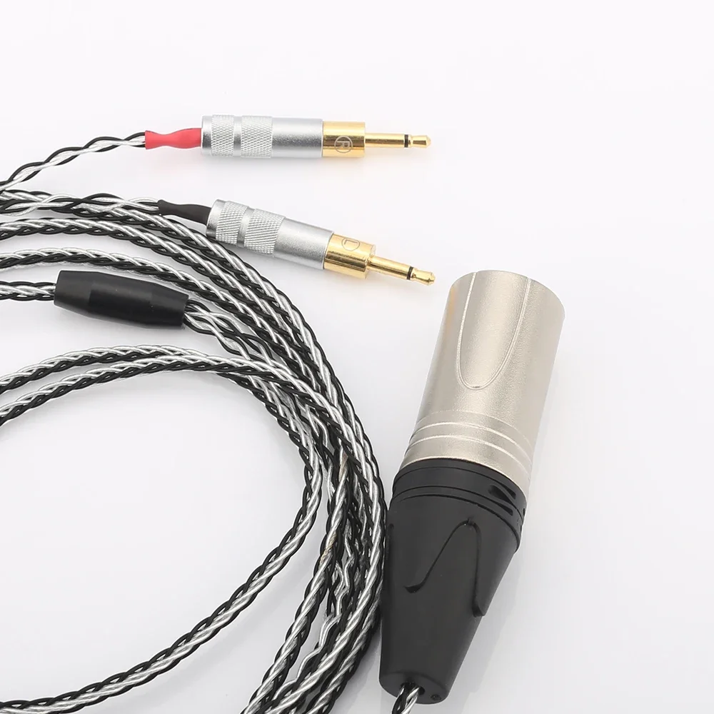 Audiocrast HC018 XLR 4-Pin Weave Cloth OD 5mm OCC Pure Silver Plated Headphone Cable for HD700 High-End Audio Cable Wire