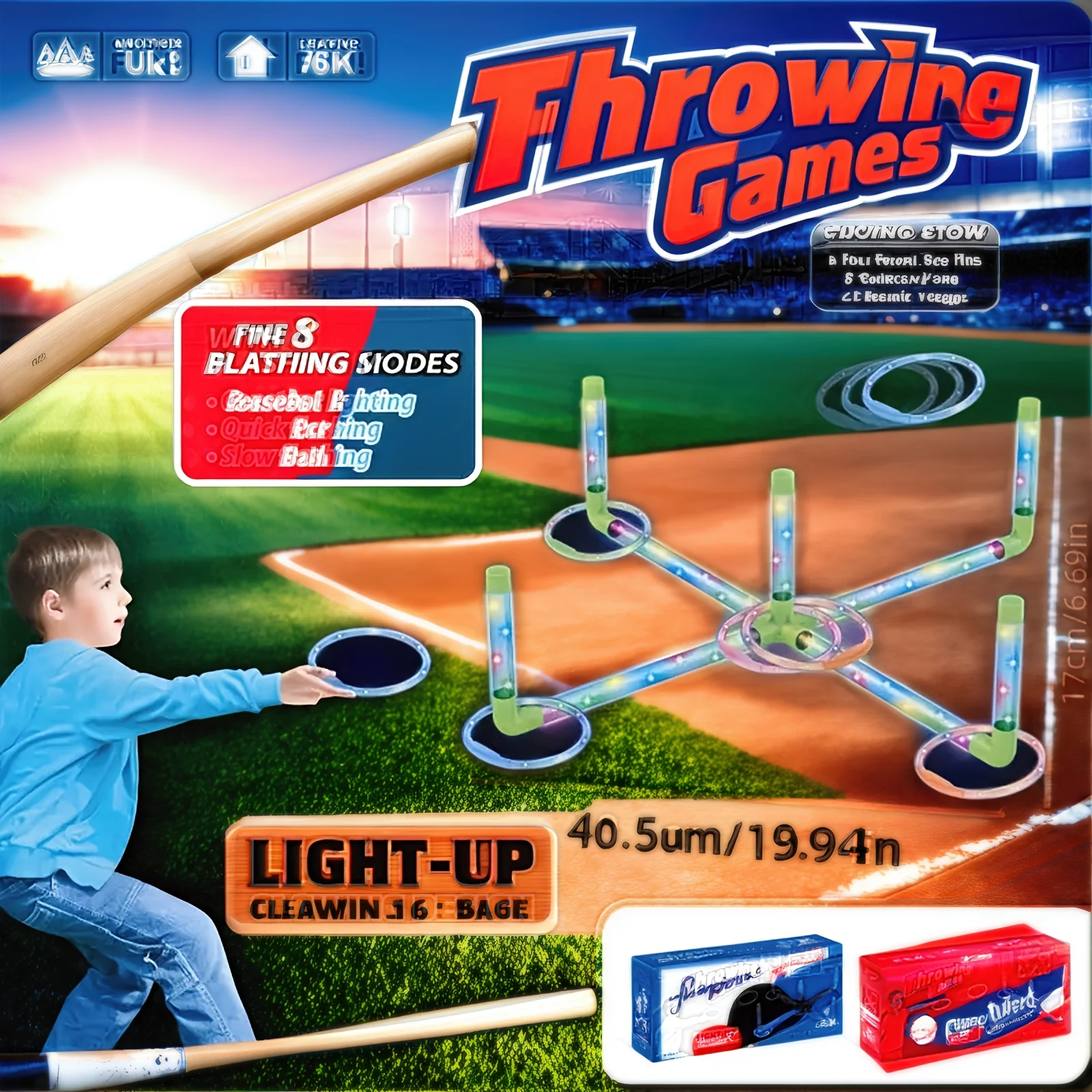 (Best-seller americano) Juego de aro de lanzamiento LED de juguete para niños, interacción entre padres e hijos, torre de apilamiento educativo, interior y exterior