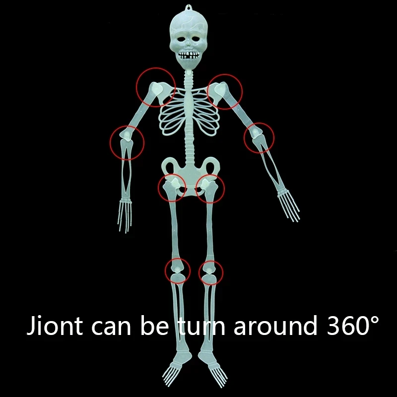 Glowing Skeleton 30/90/150cm Rotated 360° Wall Mounted High-quality Luminous Terrorist Props Ghost Pvc Outdoor Courtyard