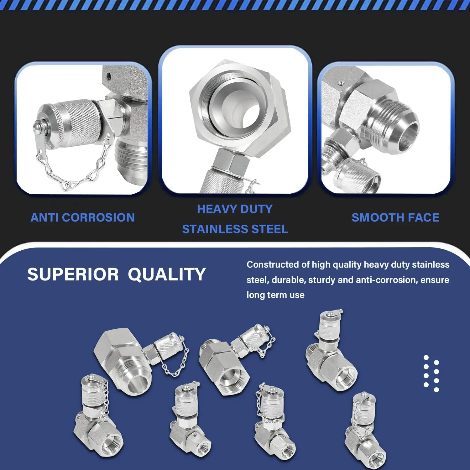 JIC37 Hydraulic Swivel Run Tees Hydraulic Tee Connector, Tester Tee Coupling Set for Excavator Construction Machinery Hydraulic