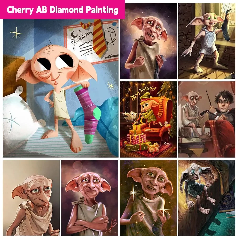 5D DIY AB Алмазная картина H-Harry P-Potter Эльф Добби Вышивка крестиком Ручная работа Квадратная мозаика Искусство Детский домашний декор Подарки