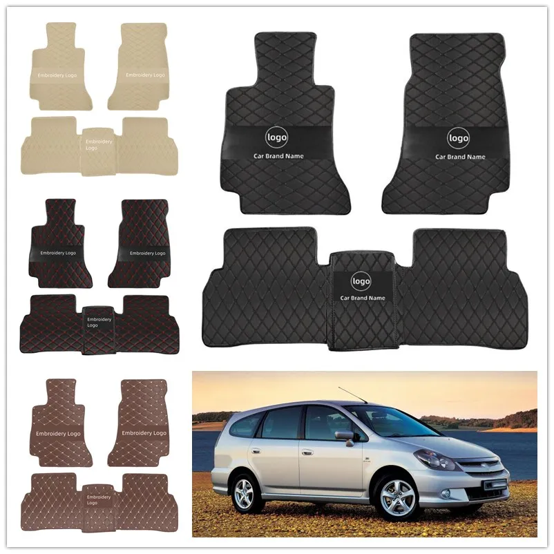 

Для Honda Stream 2001-2005 пользовательские кожаные автомобильные коврики для ног, полное покрытие, водонепроницаемые, прочные автомобильные аксессуары для интерьера, противоскользящие