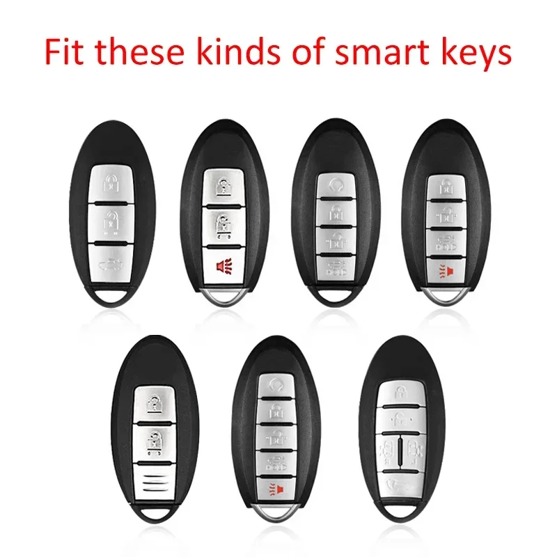 Metal Carbon Fiber Car Smart Key Fob Case Cover For Nissan Altima 370Z Titan Leaf Armada GT-R Juke Infiniti Q30 Q50 Q60 Q70 QX50