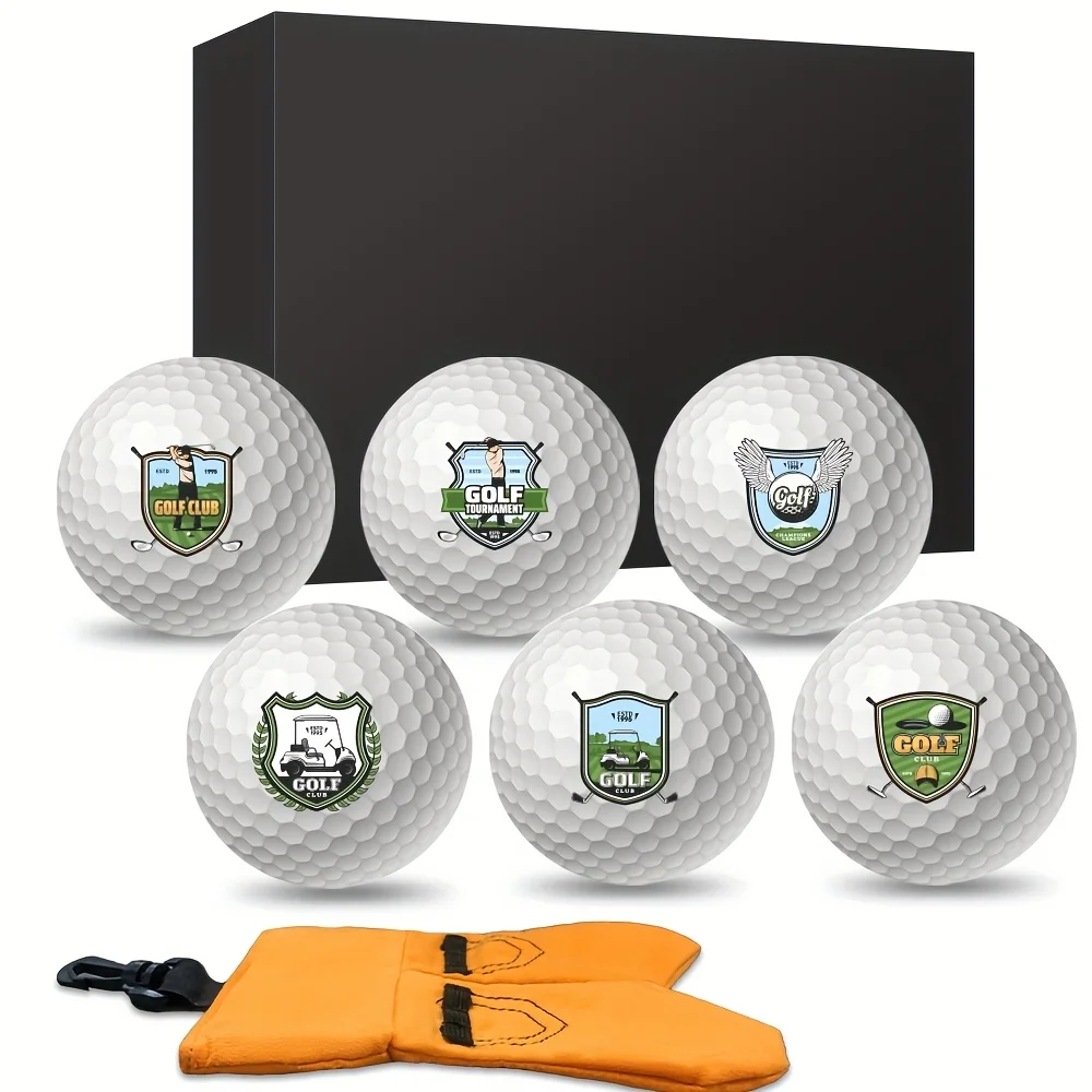 Divertido juego de regalo de pelota de golf para hombres Pelotas de golf para papá, mamá y golfistas: incluye 6 pelotas, 1 bolsa de camiseta y 1 caja de regalo