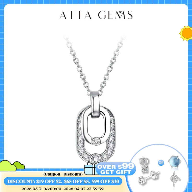 

ATTAGEMS 2024 Luxury Round Cut 2.2mm Moissanite Pendant Necklace For Women 925 SIlver Sparkling Wedding Party Fine Jewelry Gift